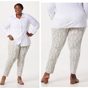 NYDJ NEW Ami High Rise Animal Snakeskin Print Jeans Slim Pant Stretch Gray  16